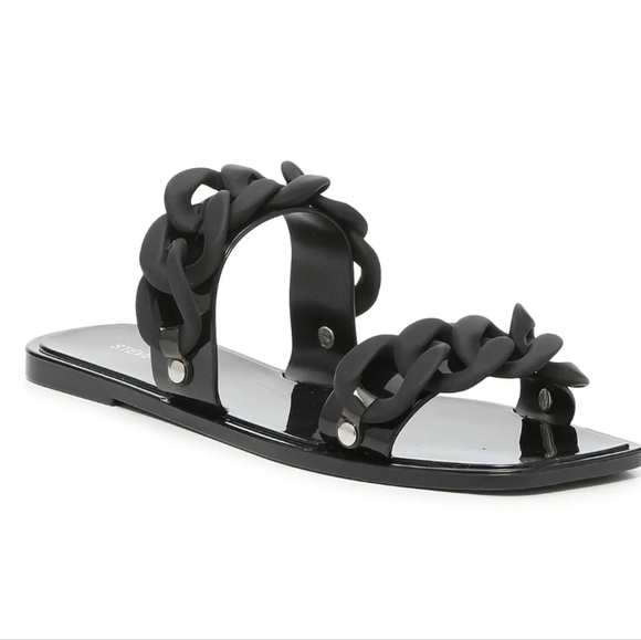 Steve Madden Women Chain Zimma Square Sandals 2 strap Shoes sz 7 - Picture 1 of 11
